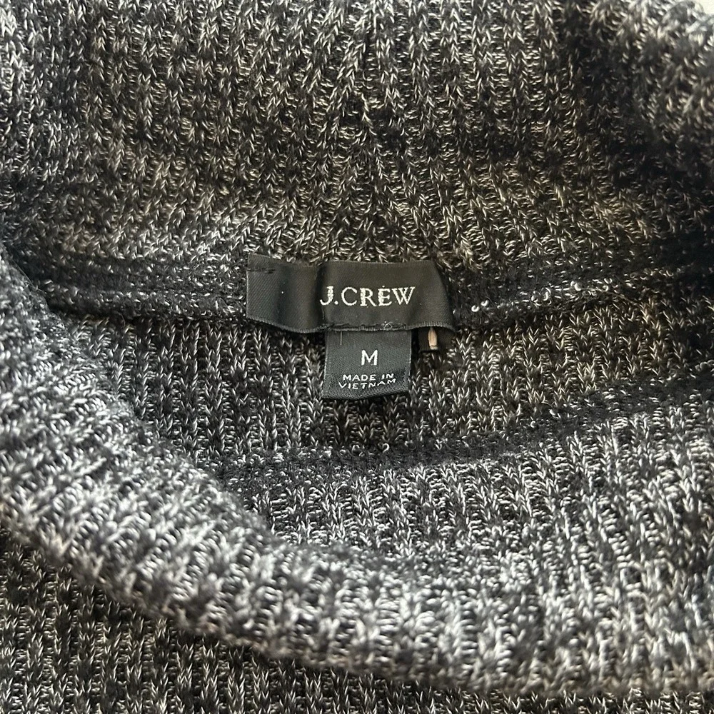 J Crew Relaxed Roll Neck Tunic Sweater Loose ‎ Charcoal Marbled Woman's M EUC